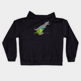 Blue crowned Conure T-rex shadow Kids Hoodie